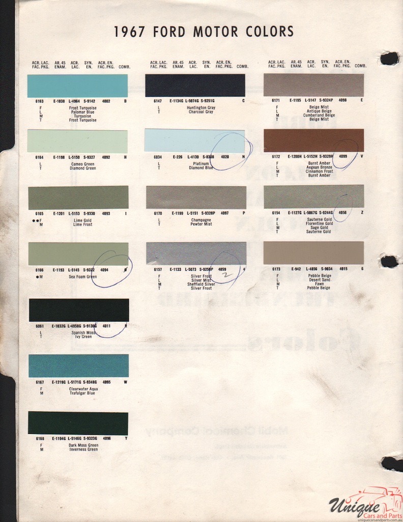 1967 Ford Paint Charts Arco 2
